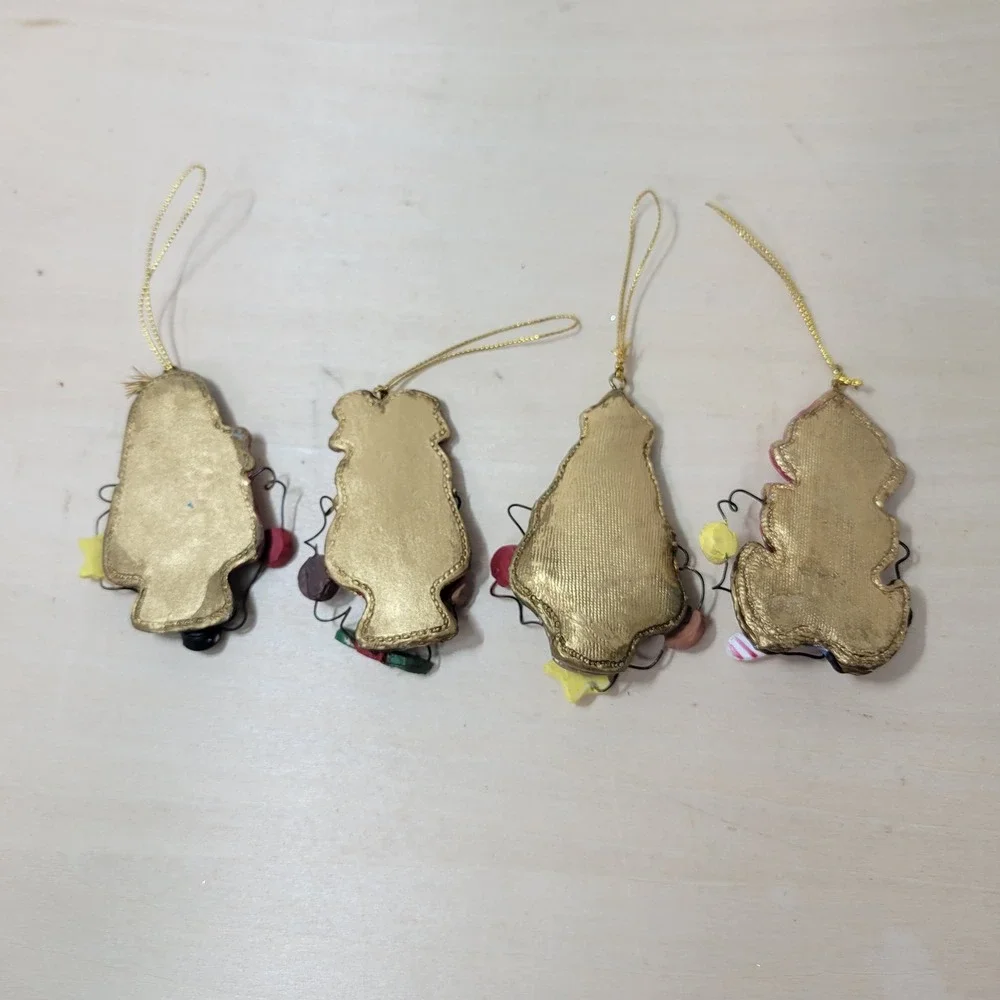 Whimsical Christmas‎ Ornaments Resin Button Embellished Holiday Set Of 4